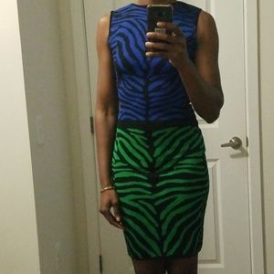 Azim blue and Green Bodycon Dress sz Small